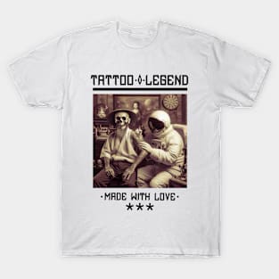 Tattoo Astronaut Death Skull Design LEGEND T-Shirt